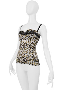 Roberto Cavalli Just Cavalli Top con stampa leopardata e pizzo, bianco