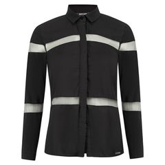 Roberto Cavalli JustCavalli Black Mesh Panelled Blouse Size S