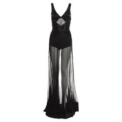 Roberto Cavalli lace sheer gown with beaded bodice