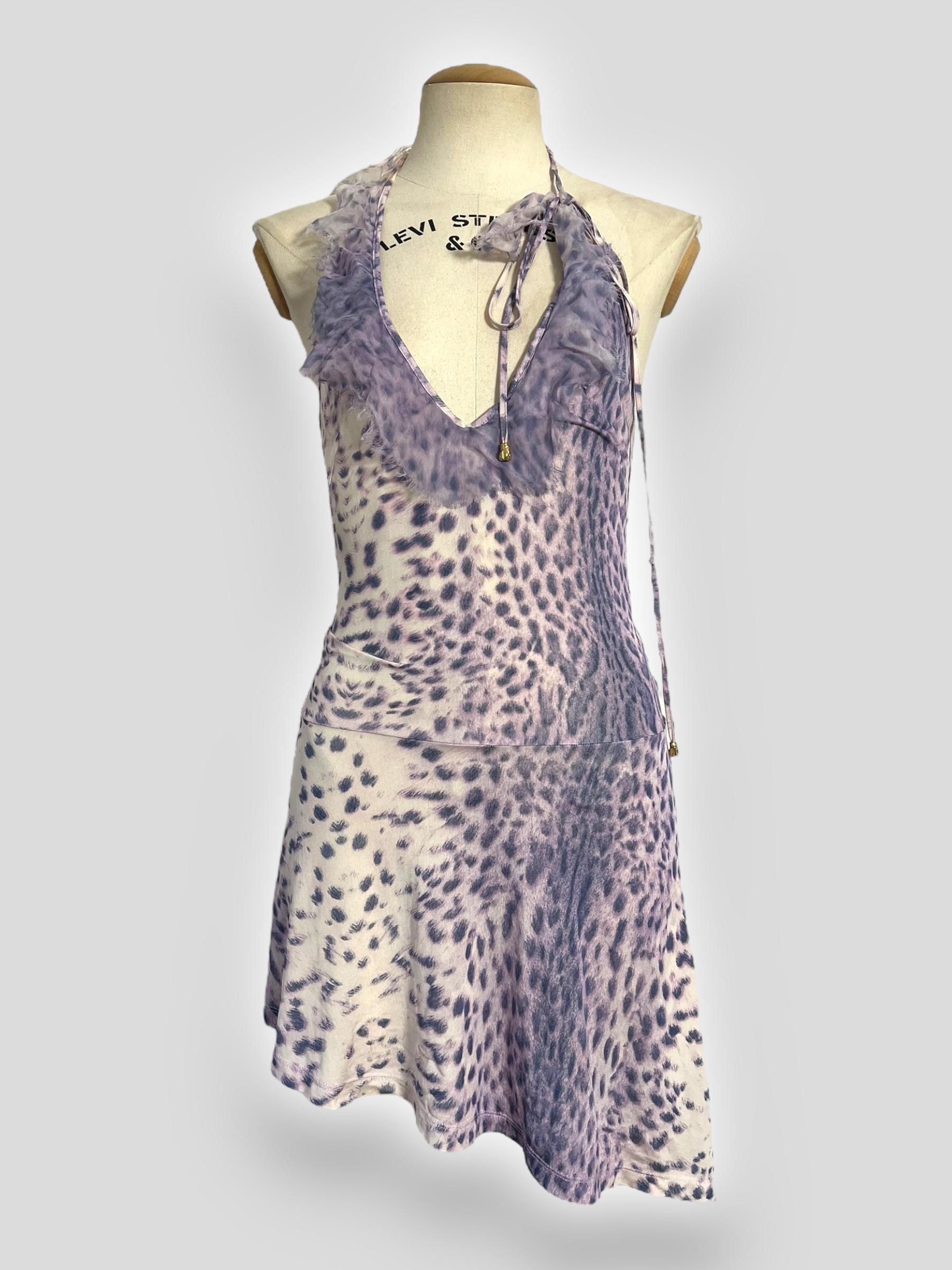 Roberto Cavalli Lavender Animal Print Halter Dress, Spring/Summer 2000 For Sale 2