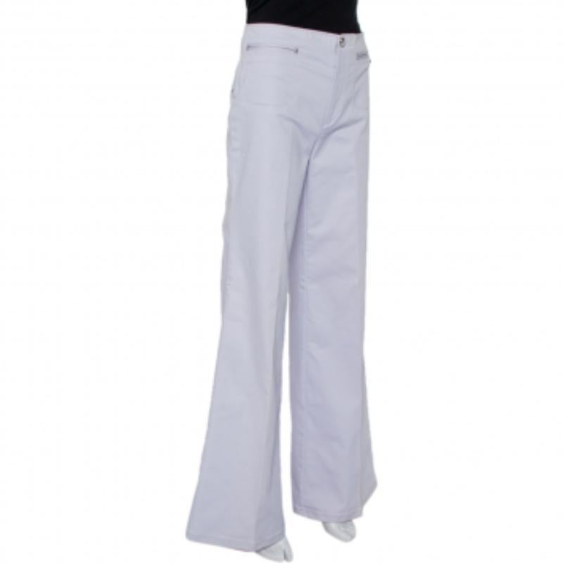 From Roberto Cavalli comes this pair of lavender trousers tailored to give you style with comfort! It has been tailored to a bootcut shape and designed with front fastening and pockets. Pair the trousers with any top of your choice and high heels.
