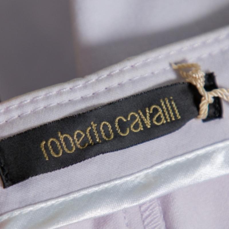 Roberto Cavalli Lavender Cotton Bootcut Trousers L In Fair Condition For Sale In Dubai, Al Qouz 2