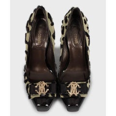 Roberto Cavalli Leather Block Heel Pumps EU 37