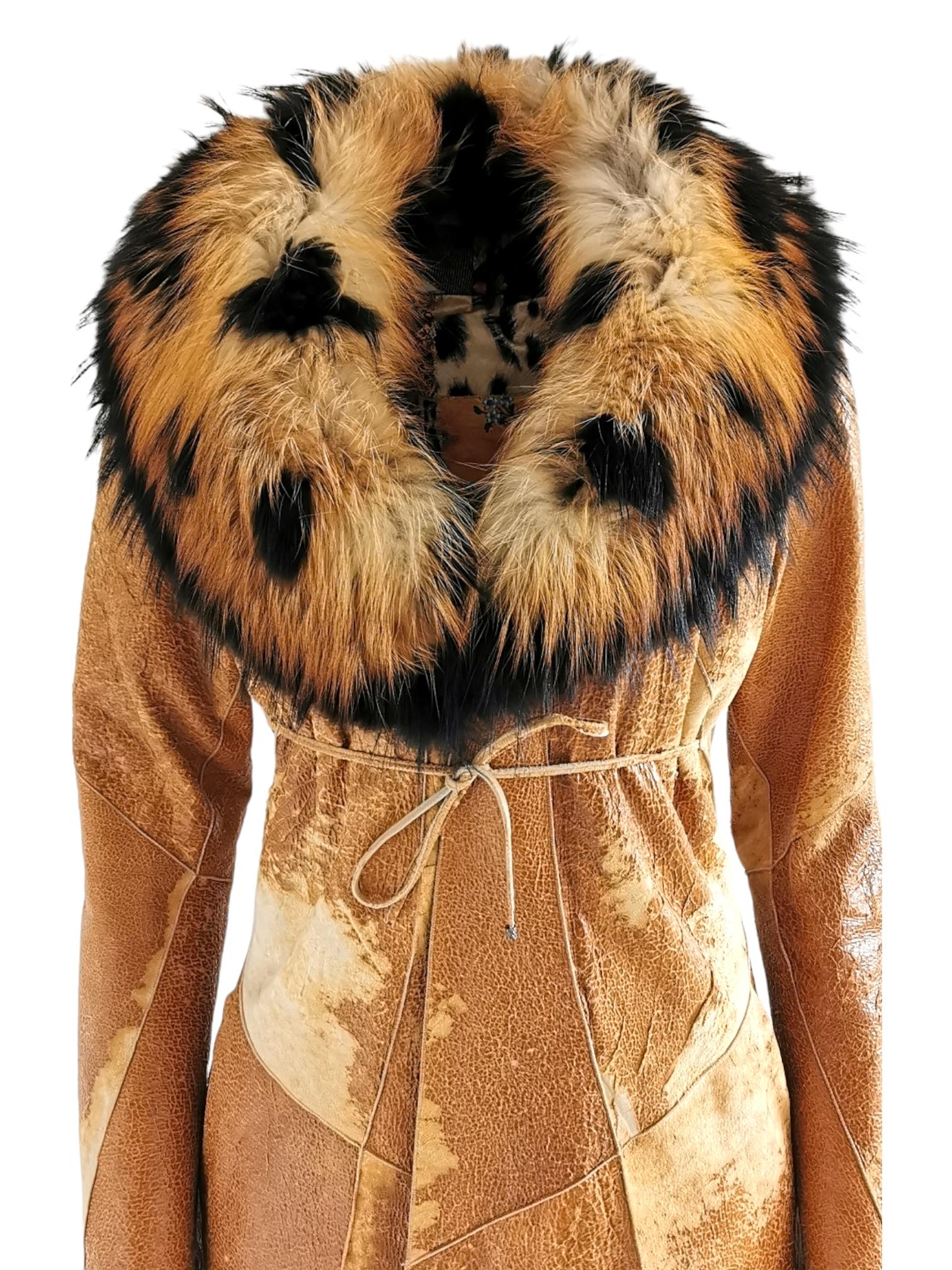 Roberto Cavalli leather coat, FW 2002 In Excellent Condition For Sale In London, GB