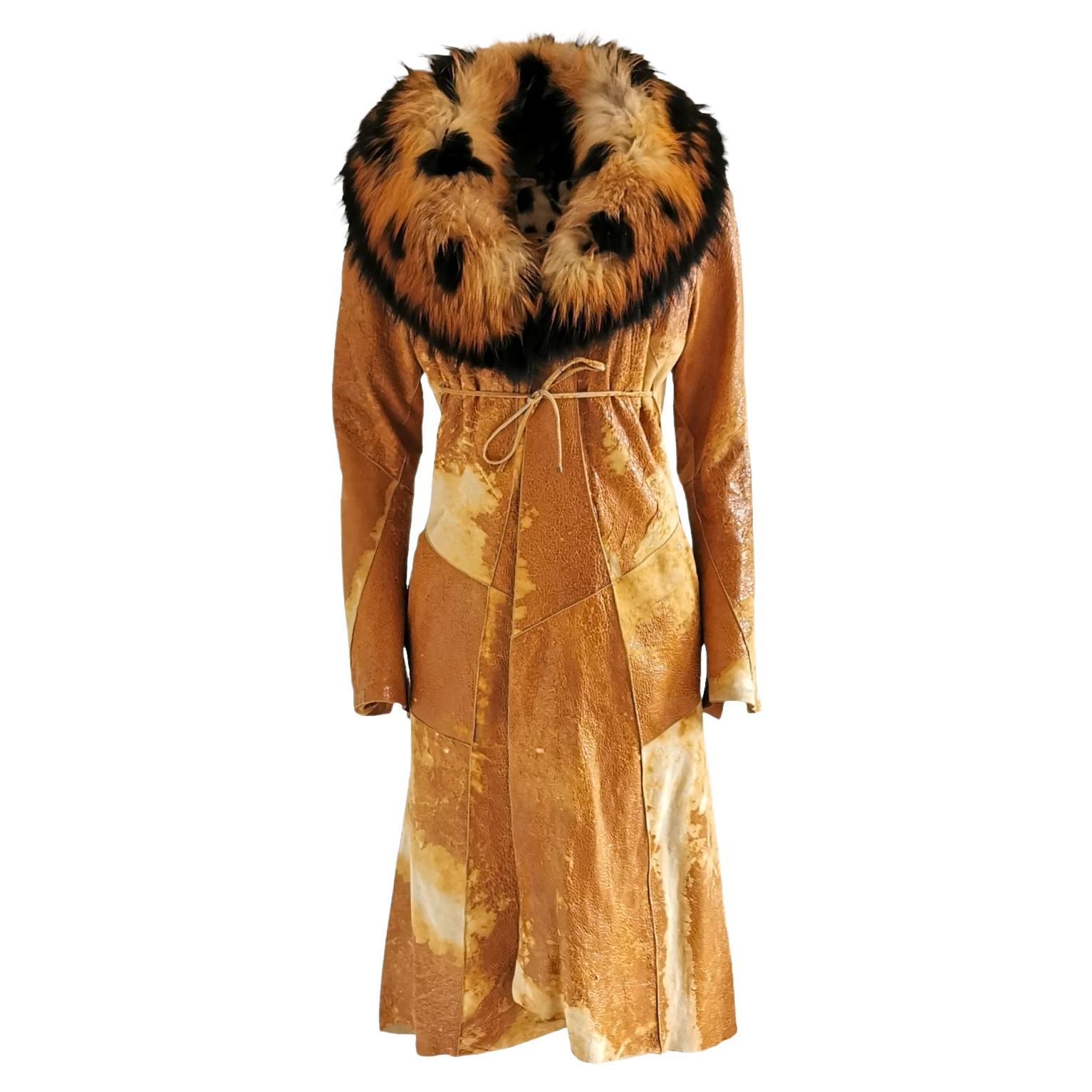 Roberto Cavalli leather coat, FW 2002 For Sale