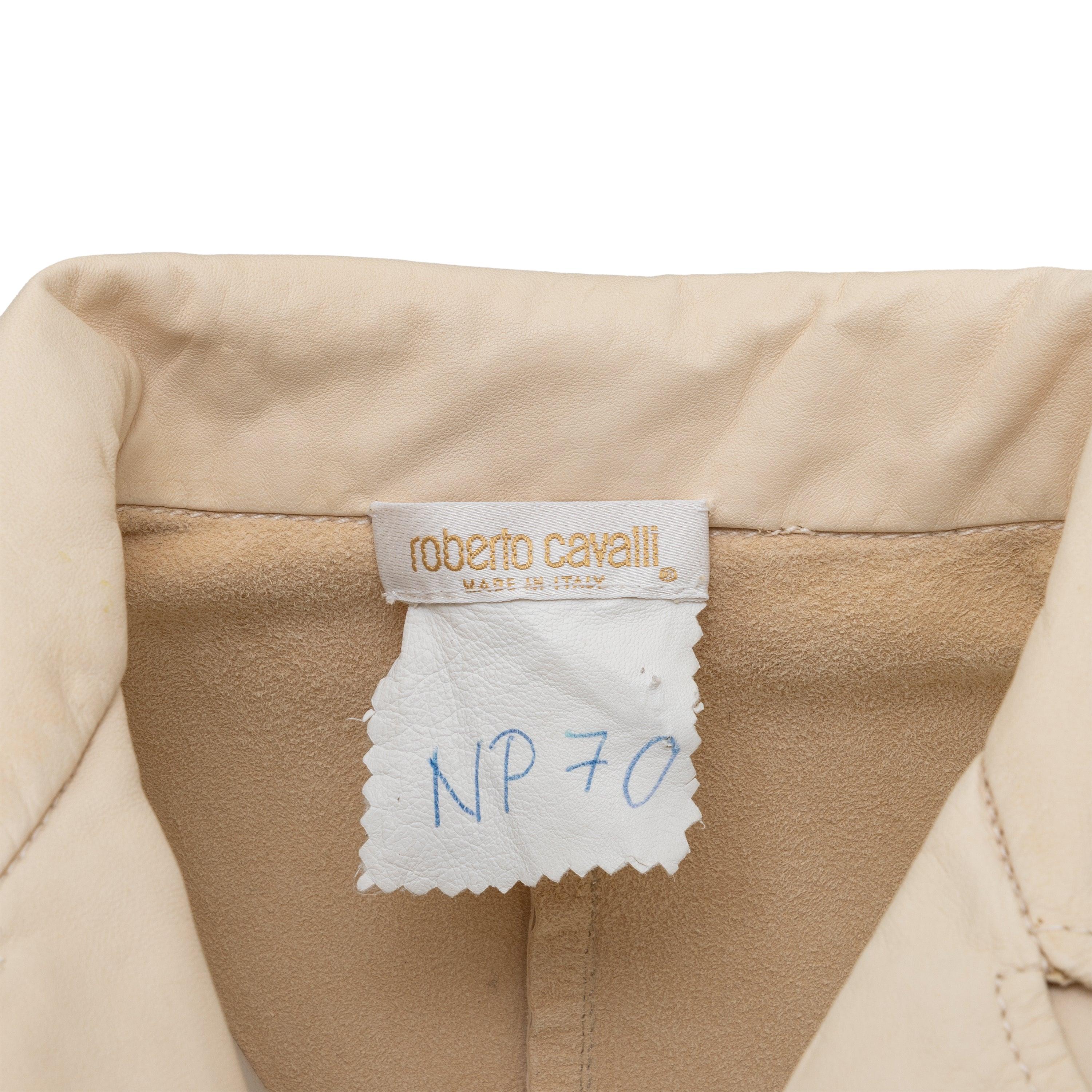 White Roberto Cavalli Leather Jacket - '00s For Sale