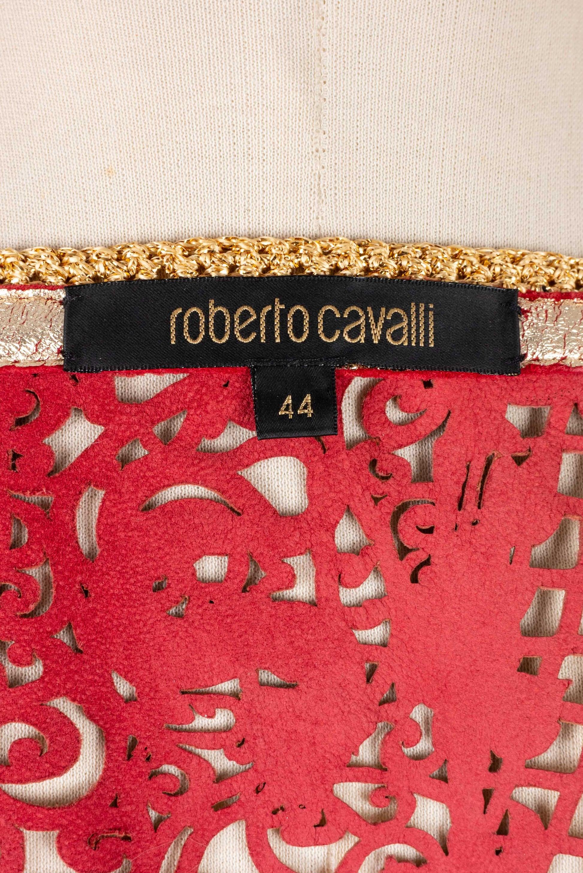 Roberto Cavalli Leather Jacket in Openwork Leather For Sale 4