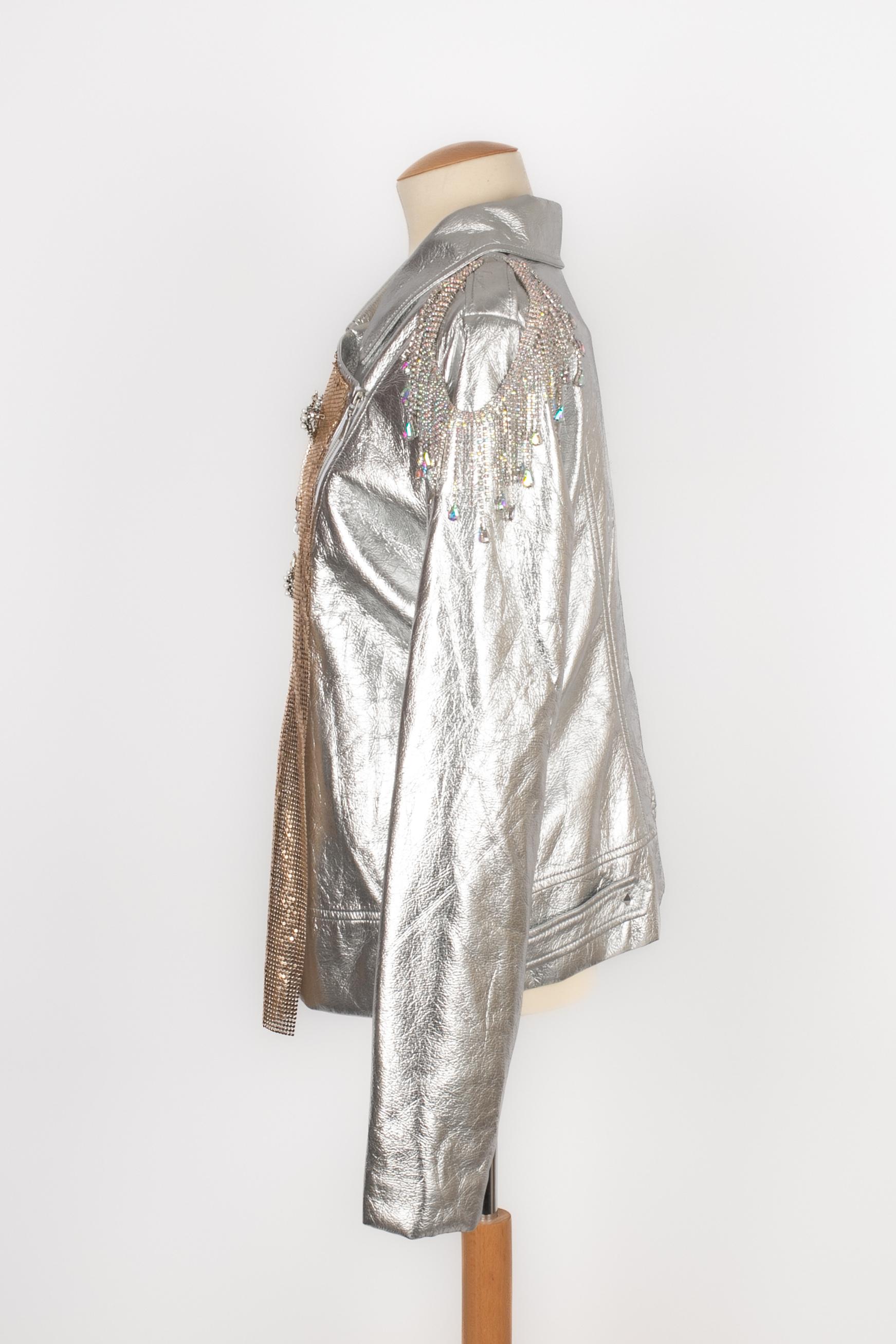 Roberto Cavalli leather jewelry jacket For Sale 5