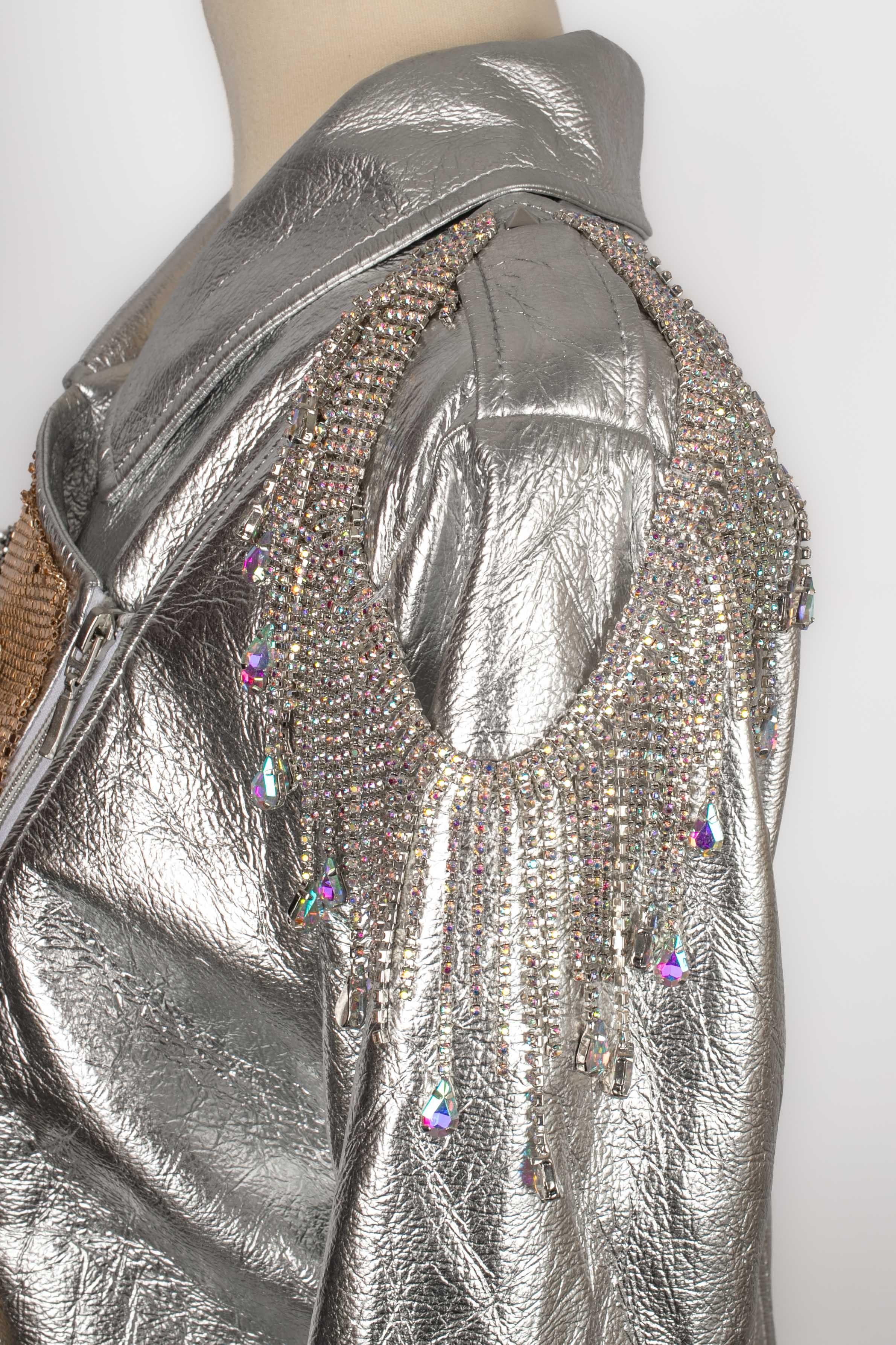 Roberto Cavalli leather jewelry jacket For Sale 6