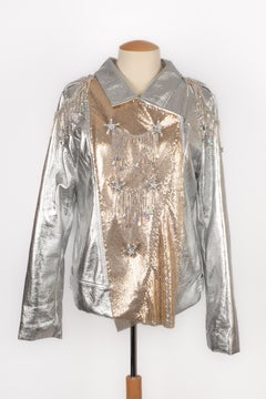Roberto Cavalli leather jewelry jacket