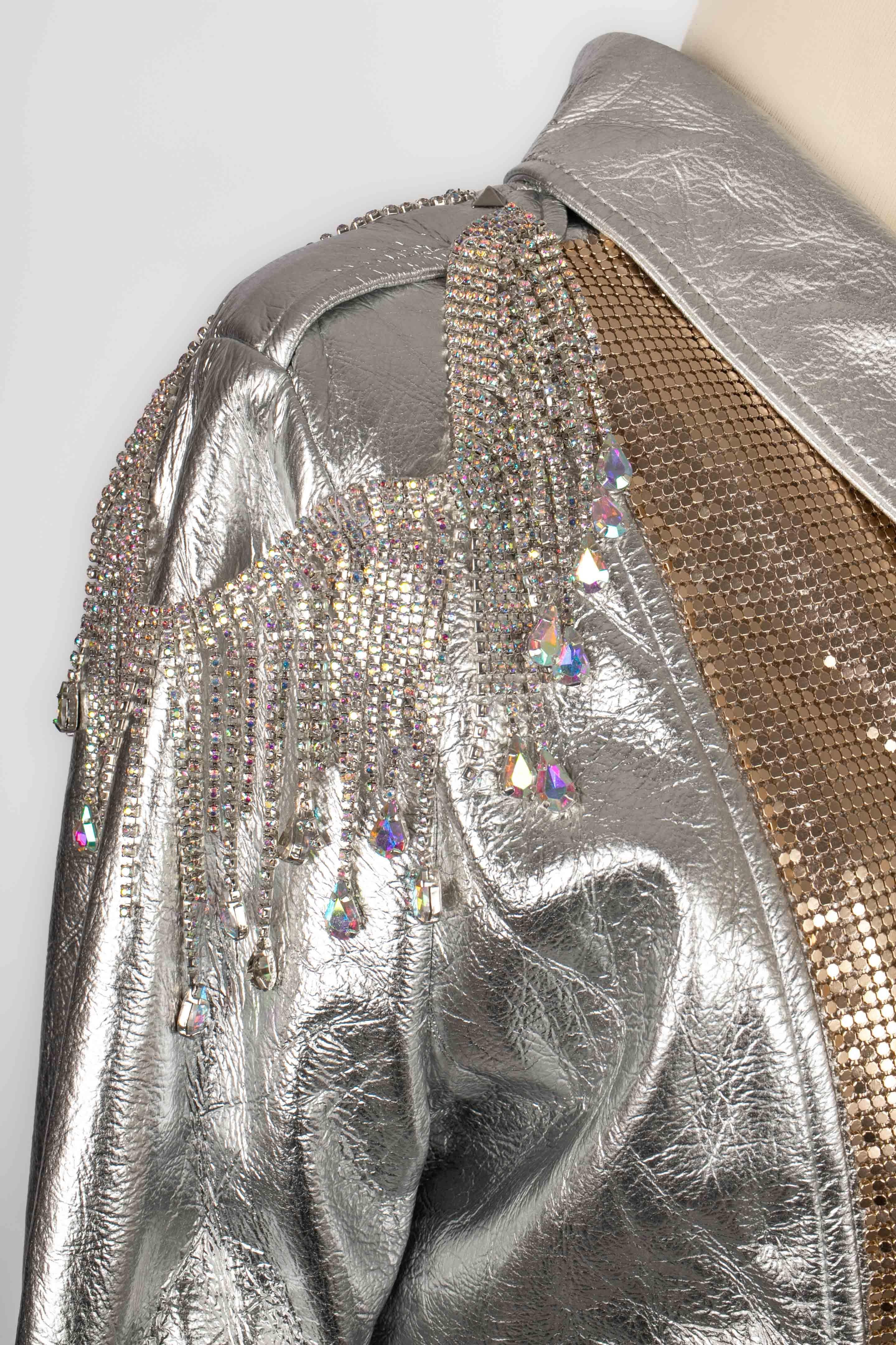 Roberto Cavalli leather jewelry jacket In Excellent Condition For Sale In SAINT-OUEN-SUR-SEINE, FR