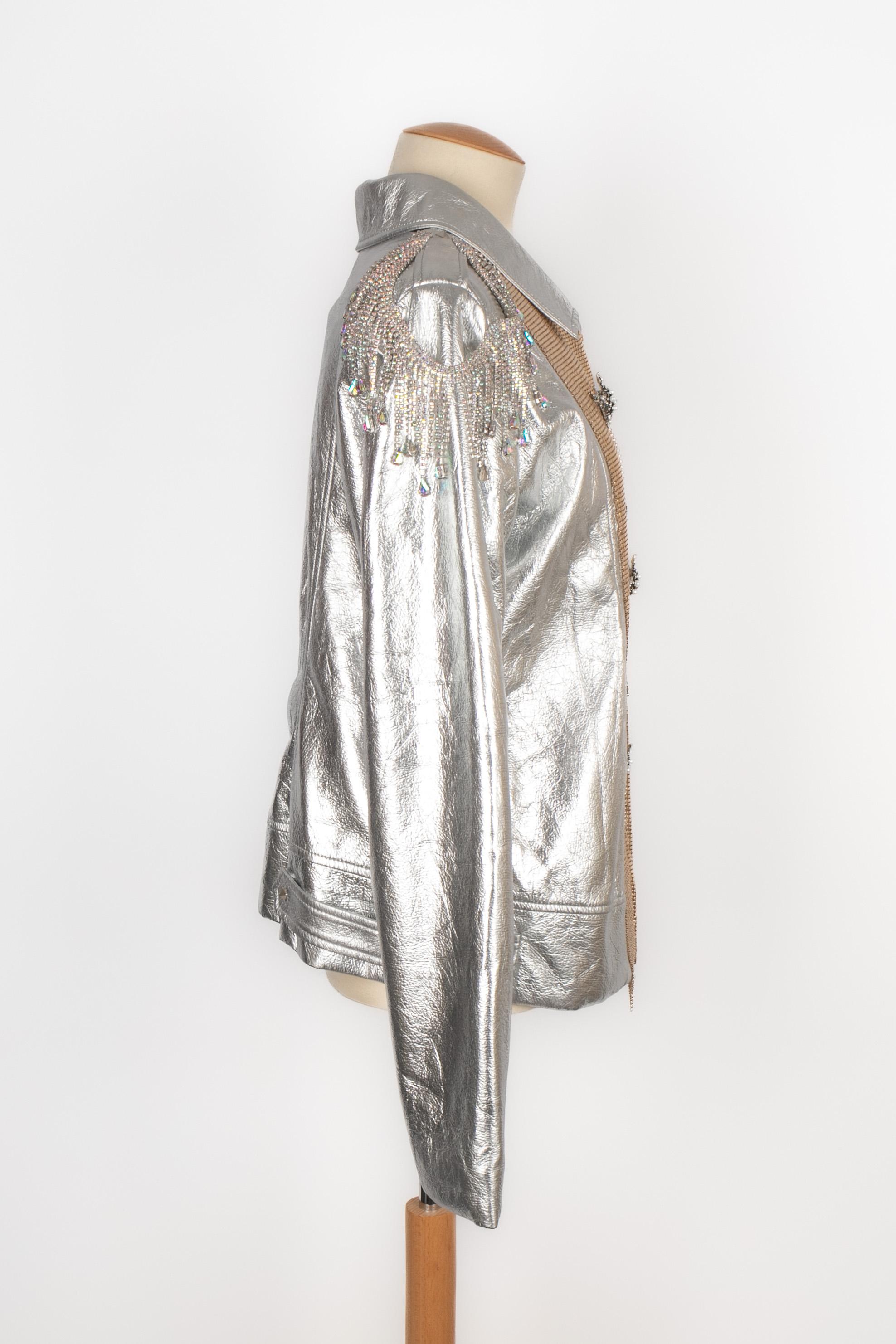 Roberto Cavalli leather jewelry jacket For Sale 3
