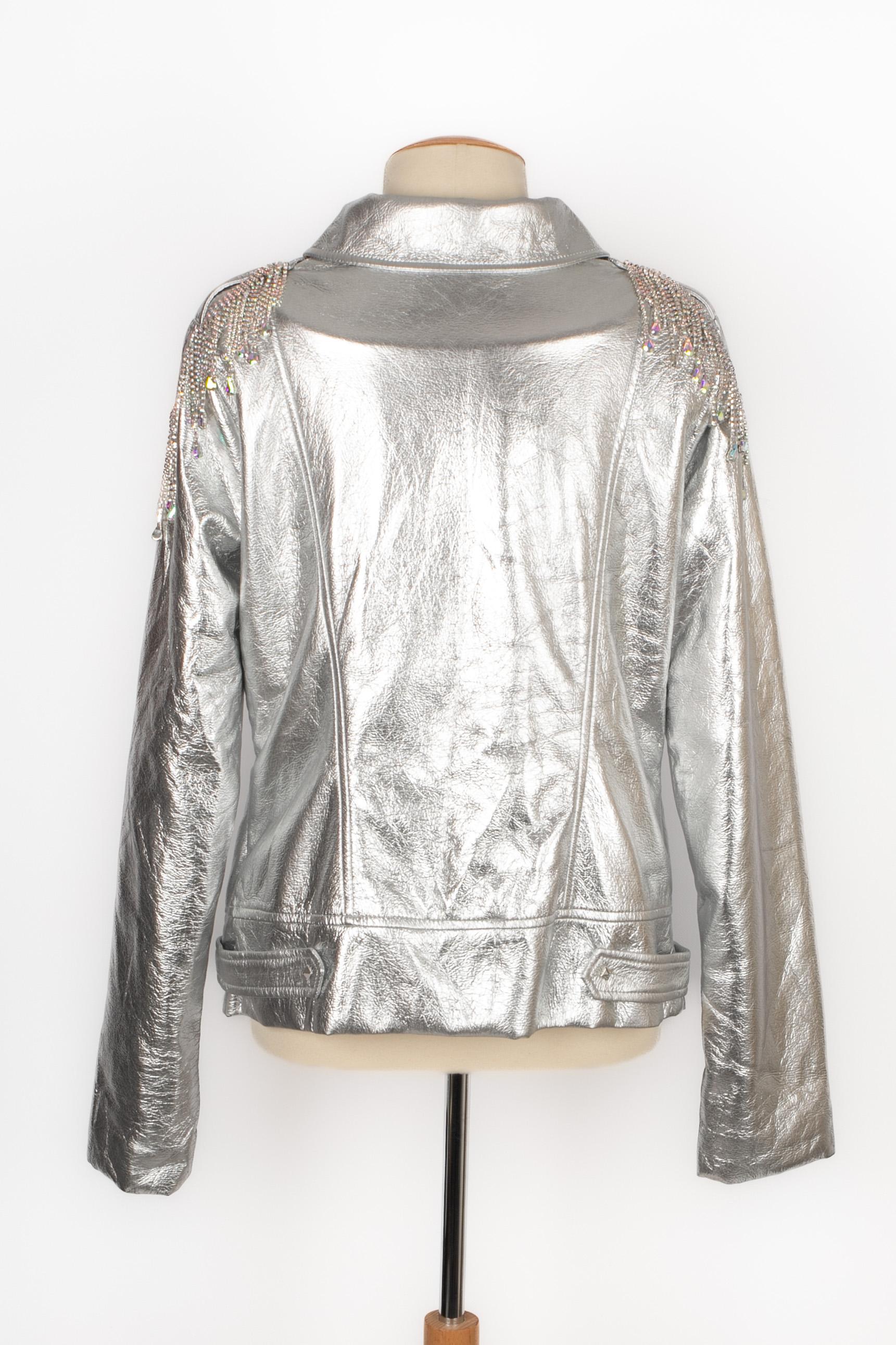 Roberto Cavalli leather jewelry jacket For Sale 4