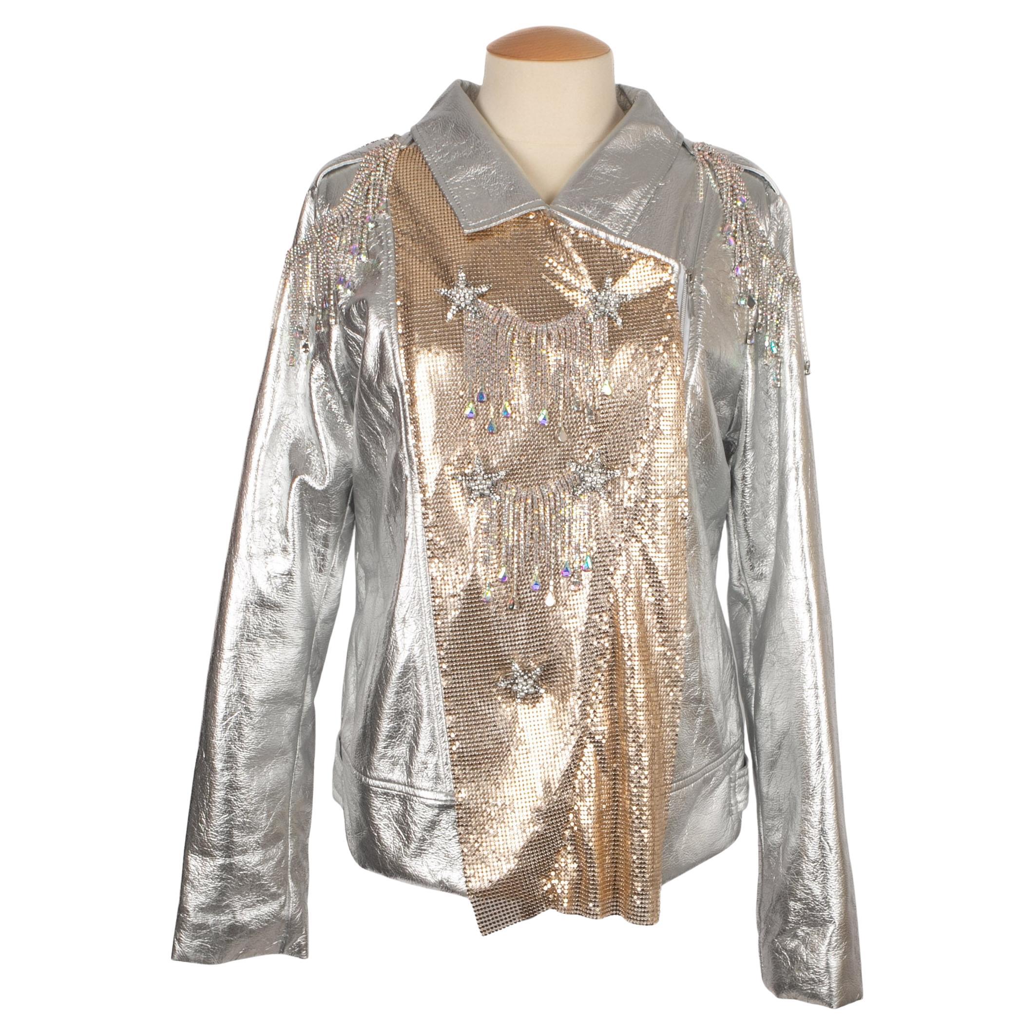 Roberto Cavalli leather jewelry jacket For Sale