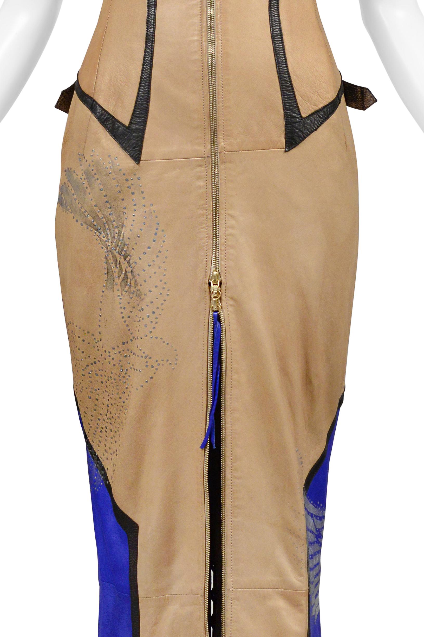 Roberto Cavalli  Leather Motorcycle Evening Gown 2003 In Good Condition For Sale In Los Angeles, CA