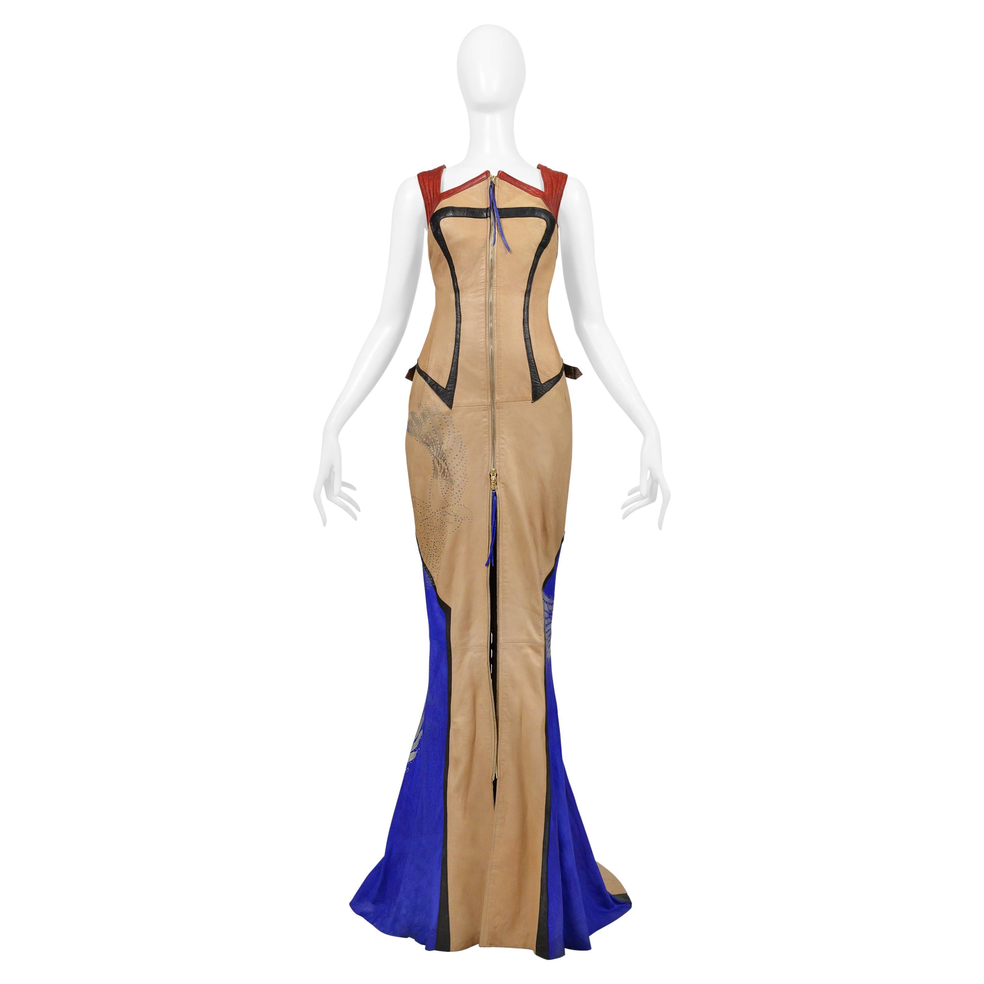 Roberto Cavalli  Leather Motorcycle Evening Gown 2003 For Sale