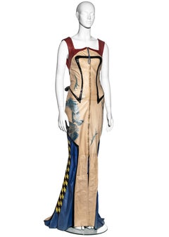 Roberto Cavalli leather trained hourglass motocross biker dress, fw 2003