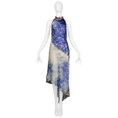 Roberto Cavalli Leopard & Blue Acid Print Halter Dress 2001