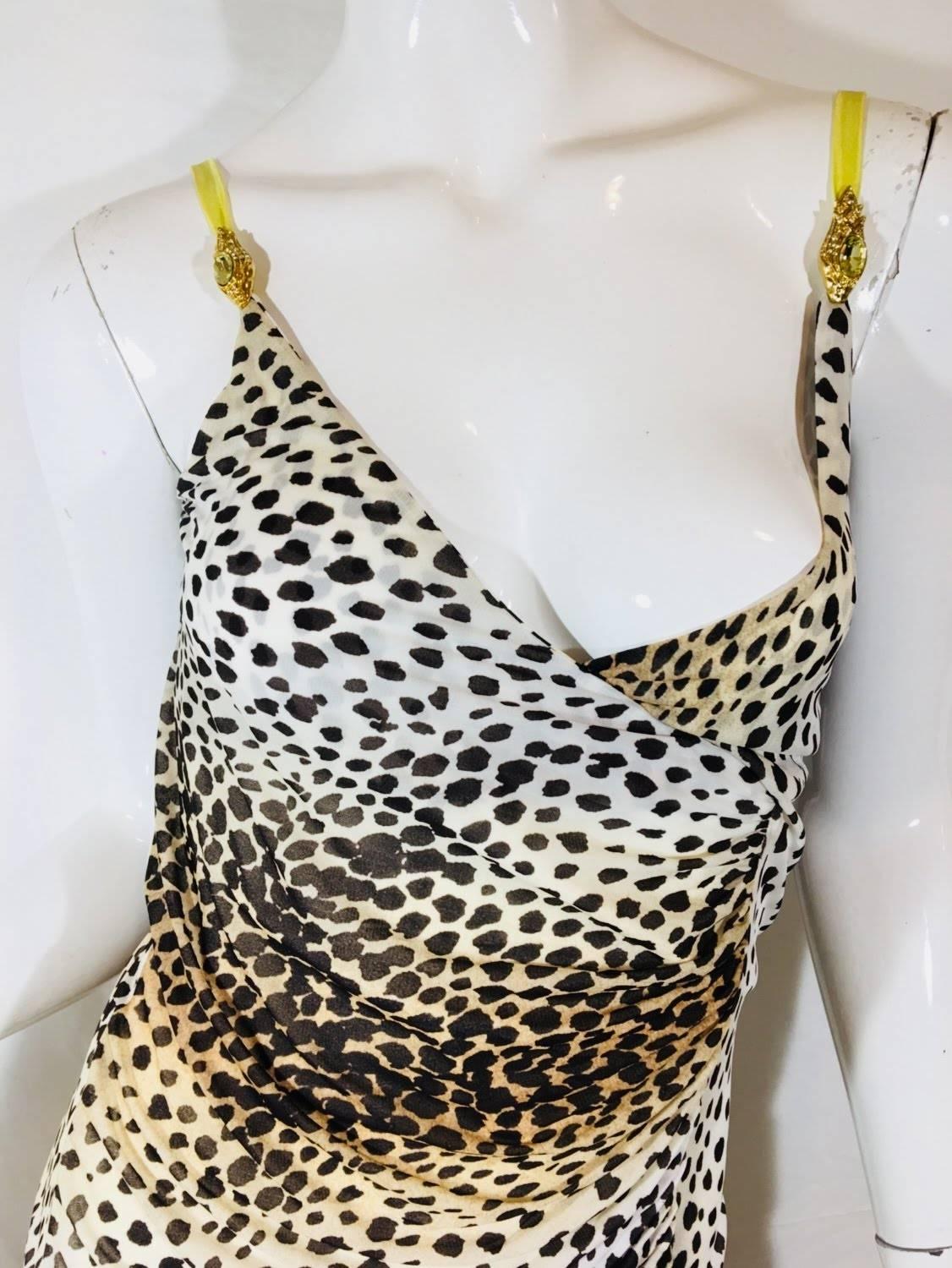 Roberto Cavalli Leopard Dress In Excellent Condition In Bridgehampton, NY