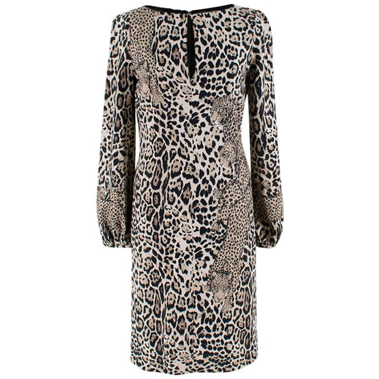 Roberto Cavalli Leopard Face Print Dress - Size US 4 For Sale