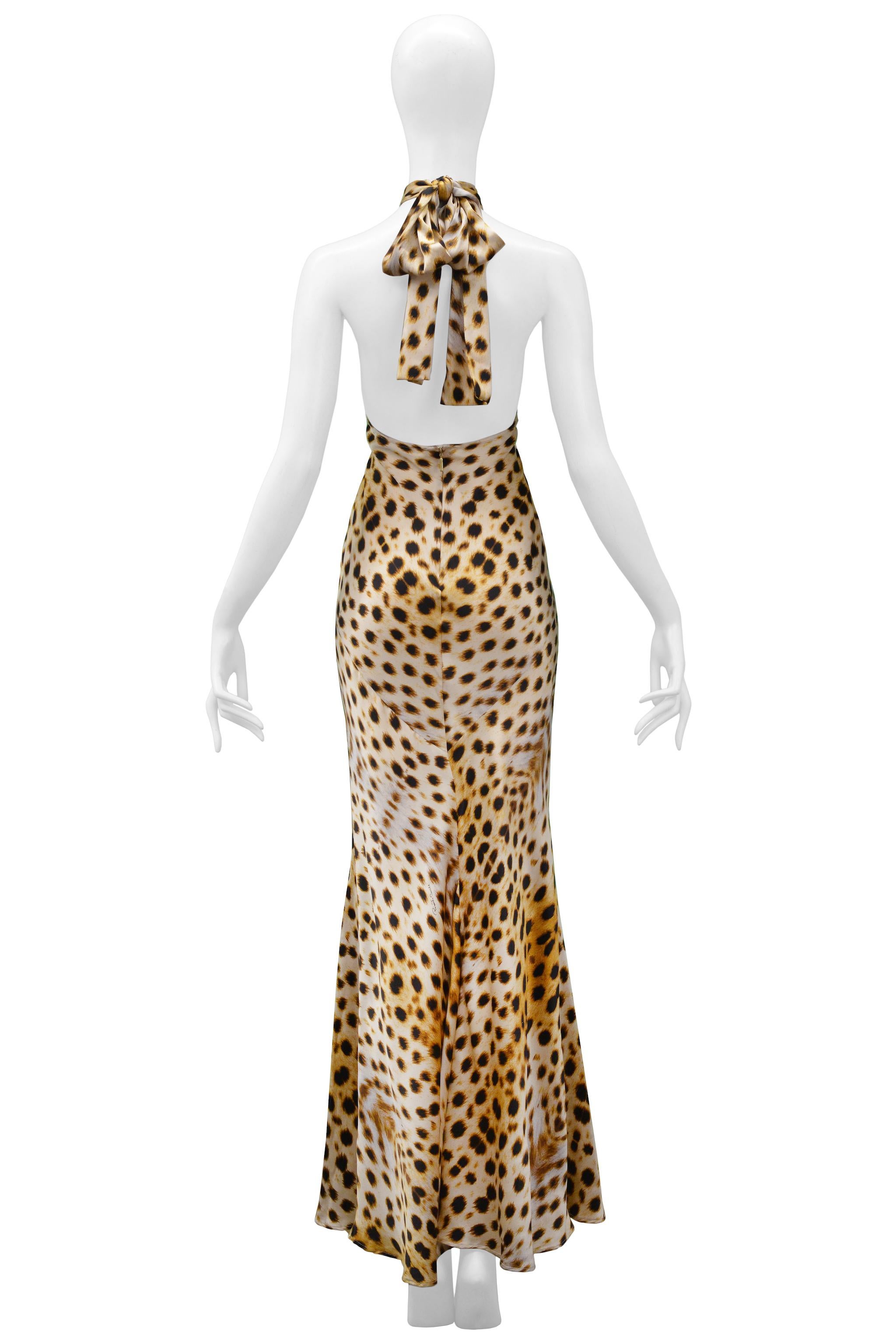 Roberto Cavalli Leopard Halter Kleid mit Gold Hardware 2007 für Damen oder Herren