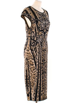 Roberto Cavalli leopard-jacquard knit dress US 8