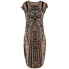 Roberto Cavalli leopard-jacquard knit dress US 8