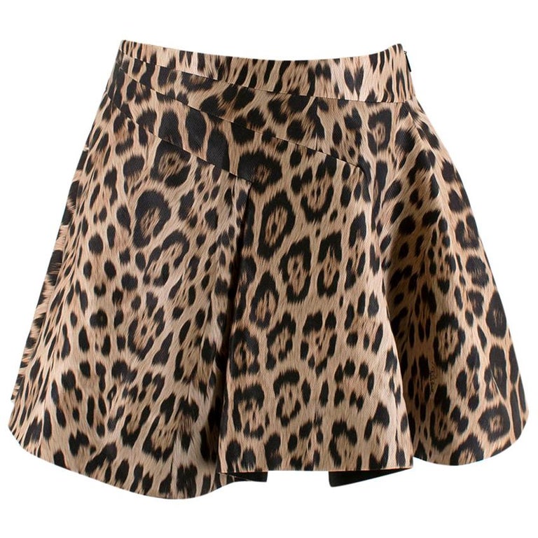 Roberto Cavalli Leopard Print A-Line Mini Skirt - Size US 0-2 For Sale ...