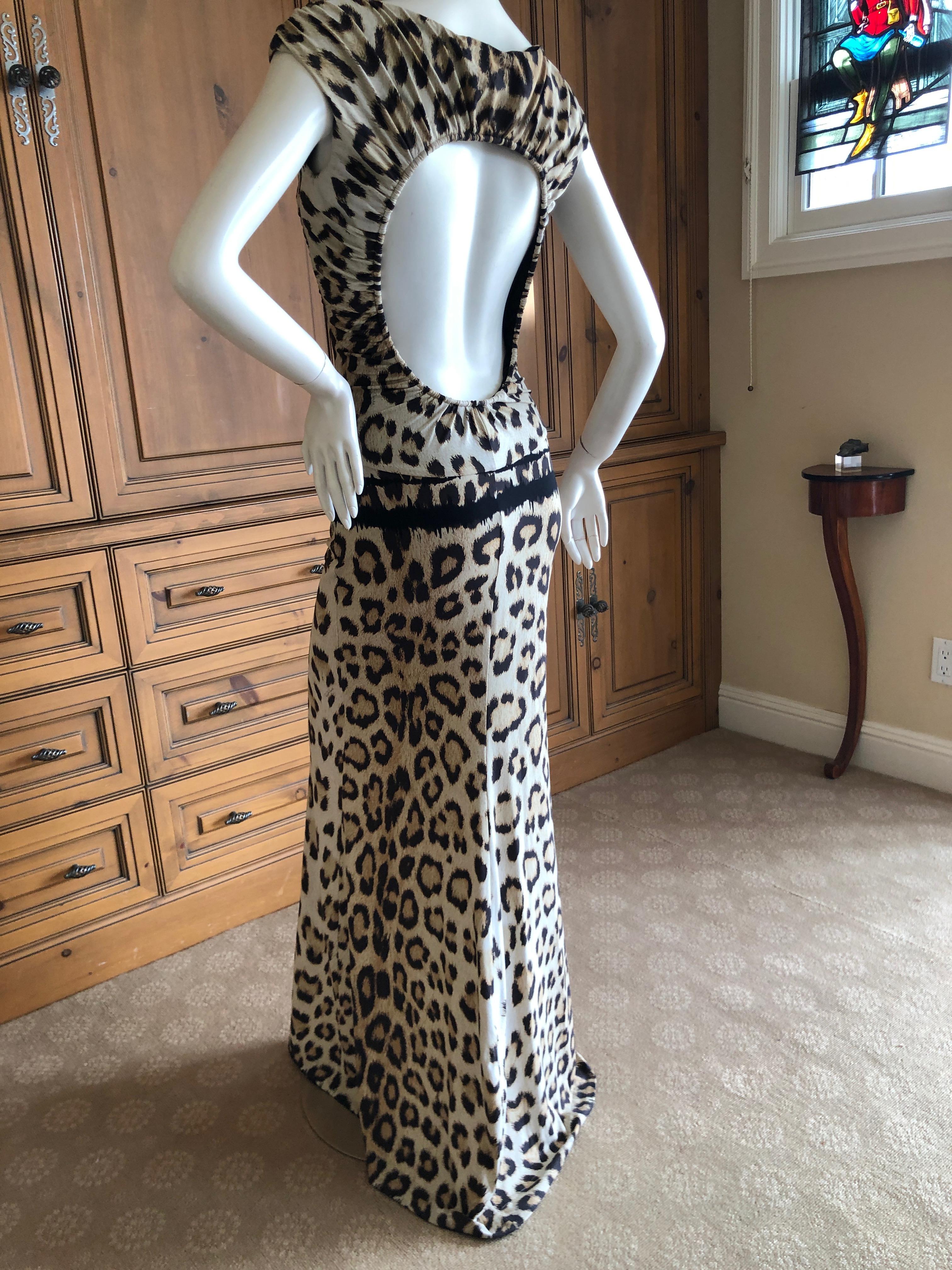 Roberto Cavalli Leopard Print Body Hugging Maxi Dress with Keyhole Back 3