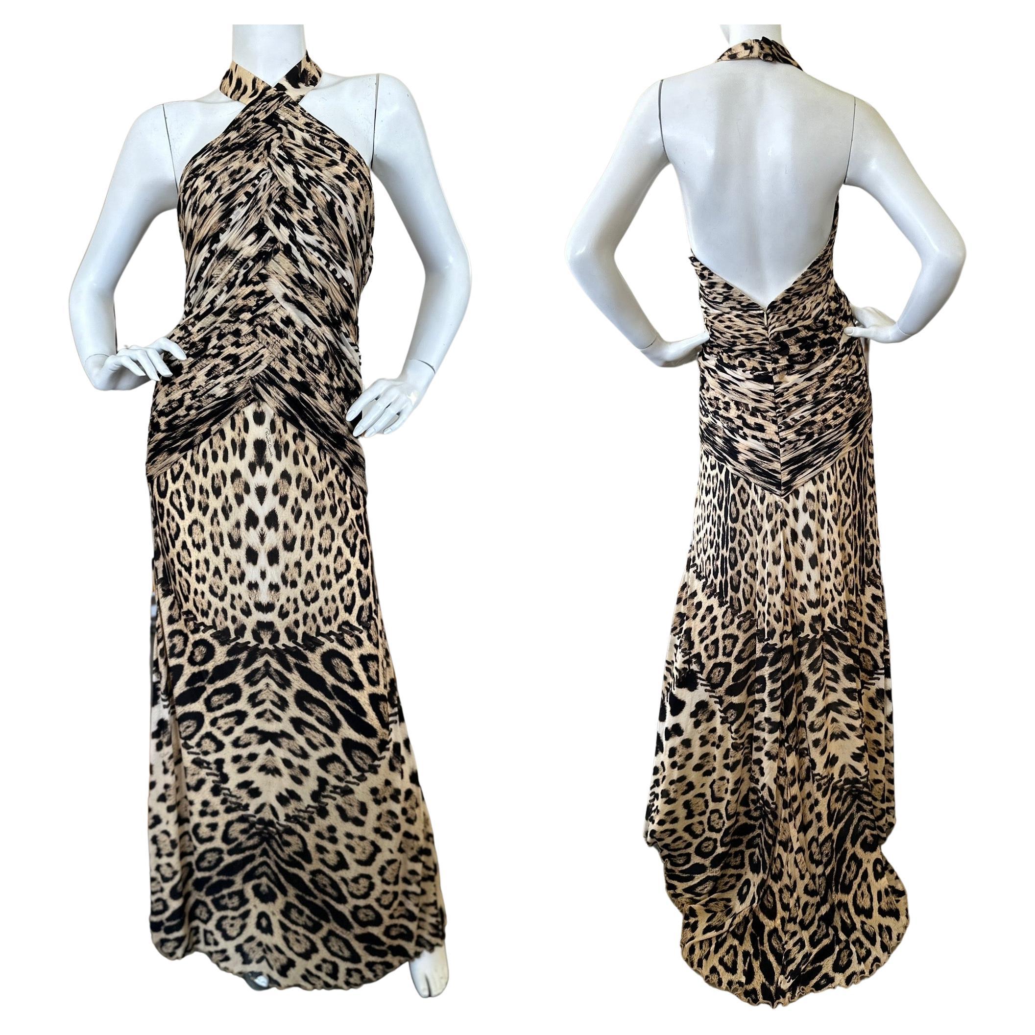 Roberto Cavalli Long Leopard Dress with Cut Outs for Just Cavalli For ...