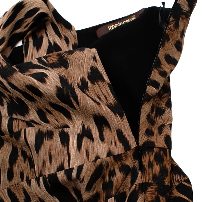 Roberto Cavalli Leopard Print One Shoulder Draped Gown - Size US4 2