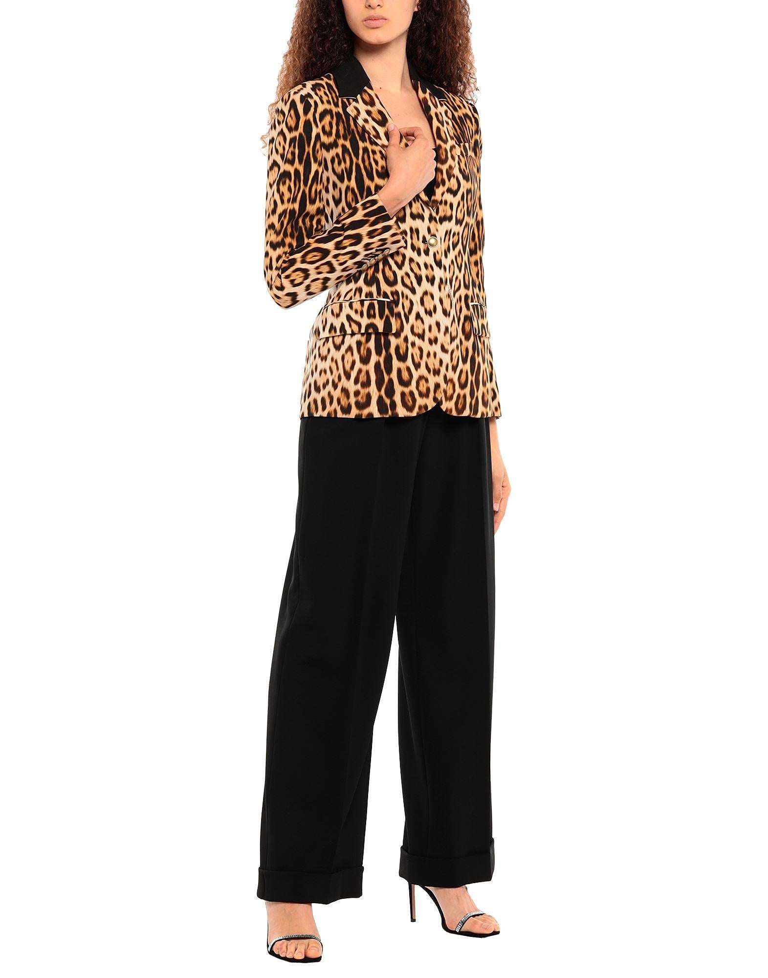 Tailleur pantalon italien Roberto Cavalli imprimé léopard, taille 40 en vente 4