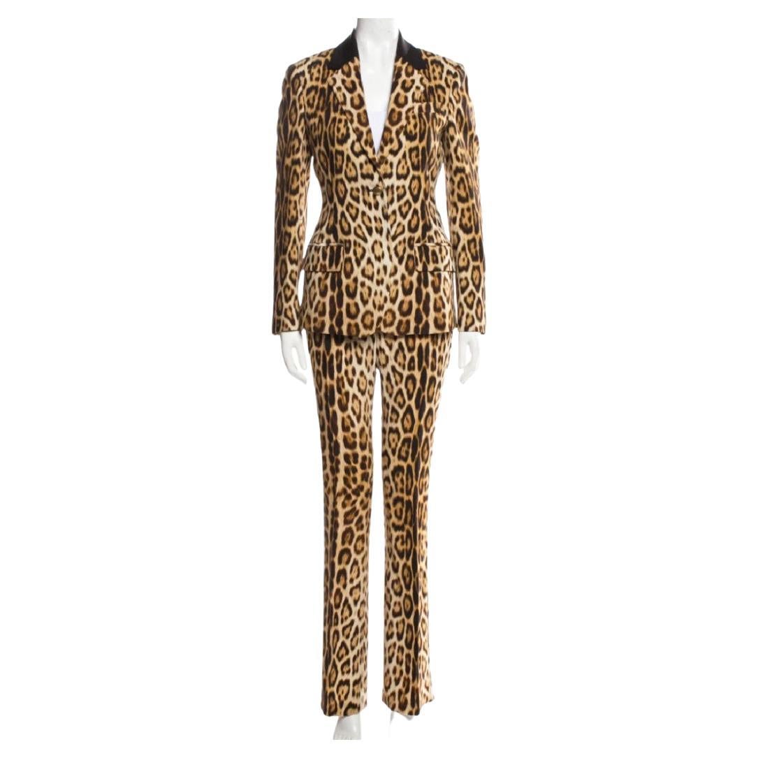 Roberto Cavalli Leopard Print Pant Suit Italian 40