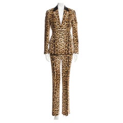 Roberto Cavalli Leopard Print Pant Suit Italian 40