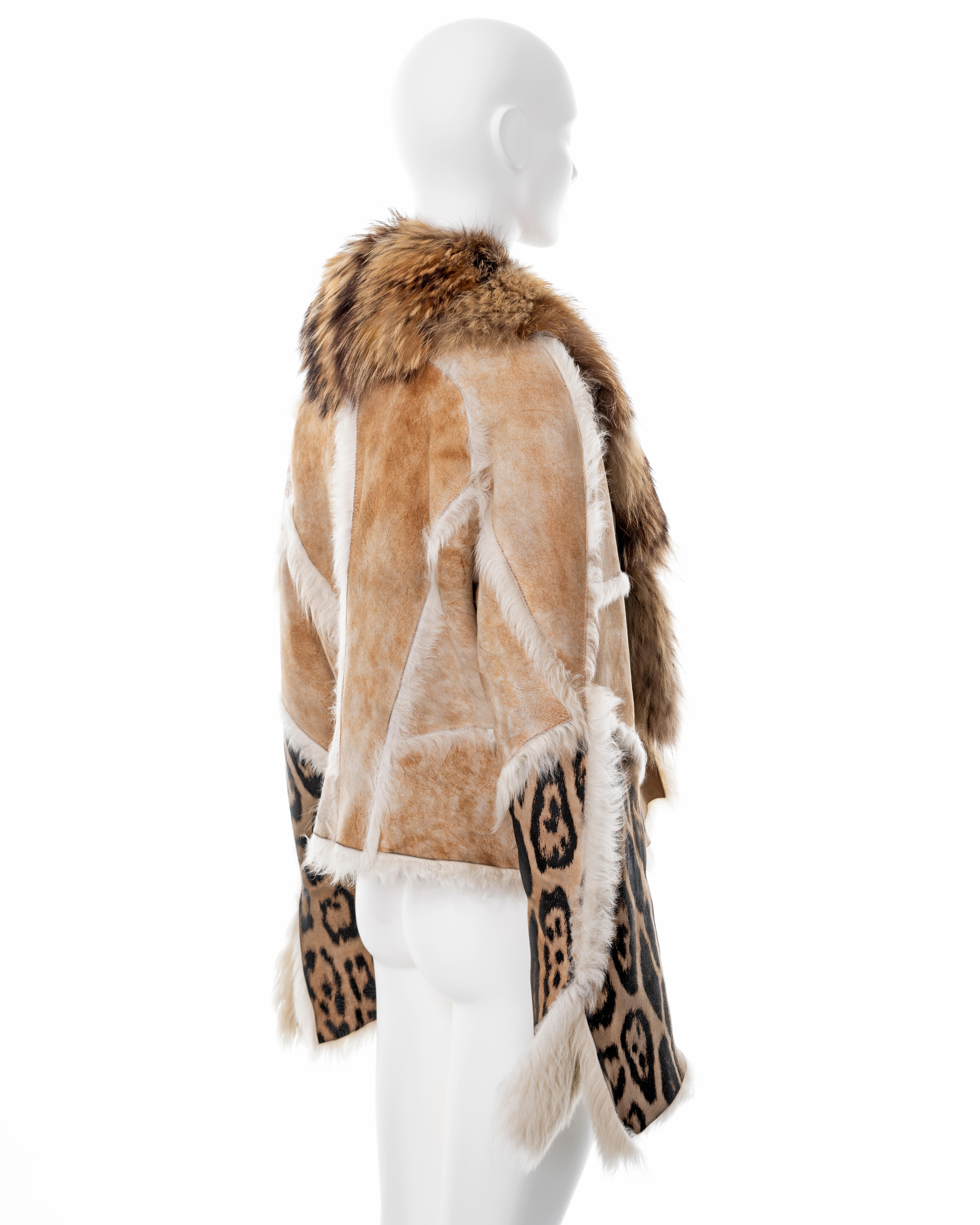 Roberto Cavalli leopard print sheepskin jacket with fox fur collar, fw 2001 3