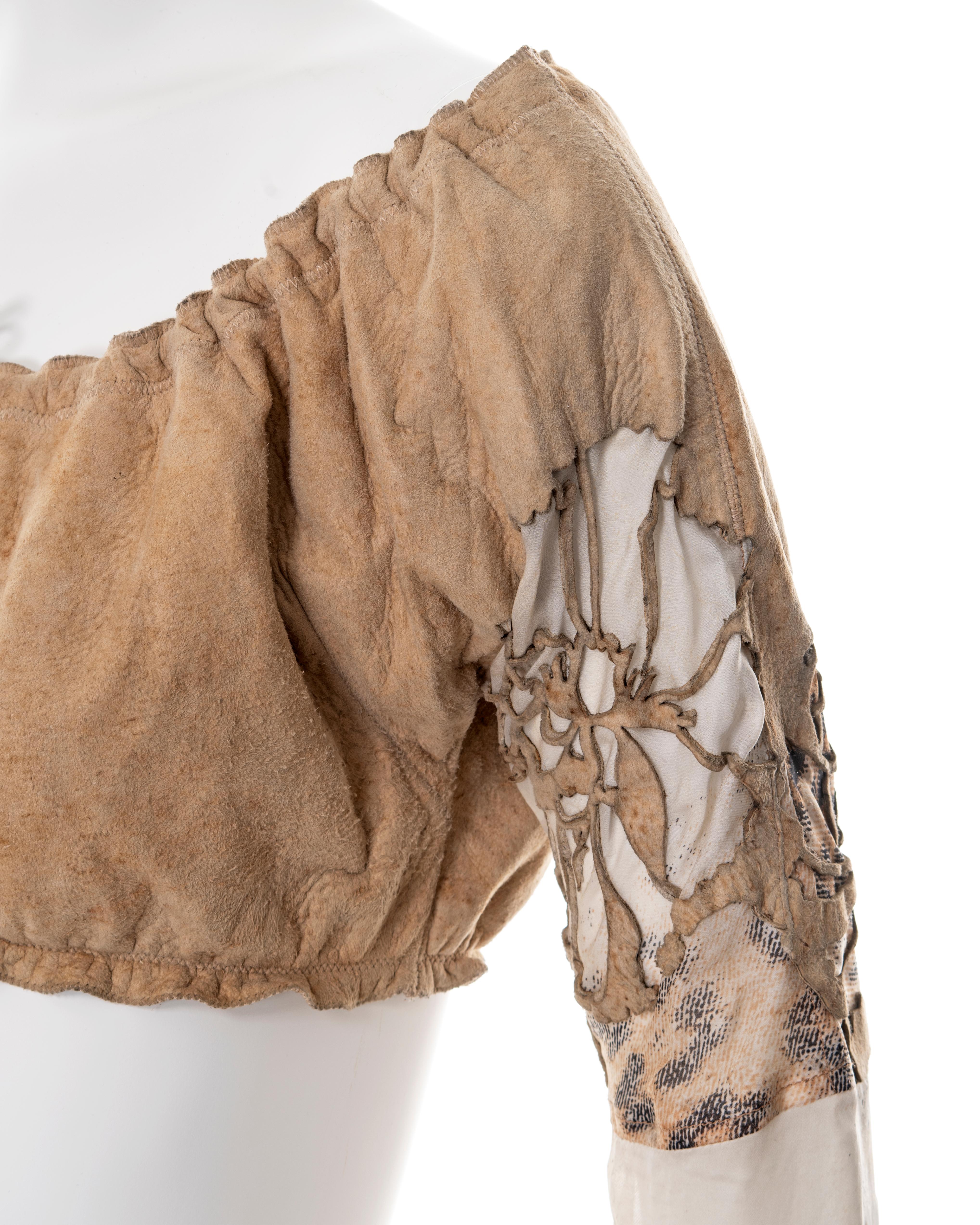 Roberto Cavalli, top e maxi gonna in seta e pelle con stampa leopardata, ss 2002 in vendita 2