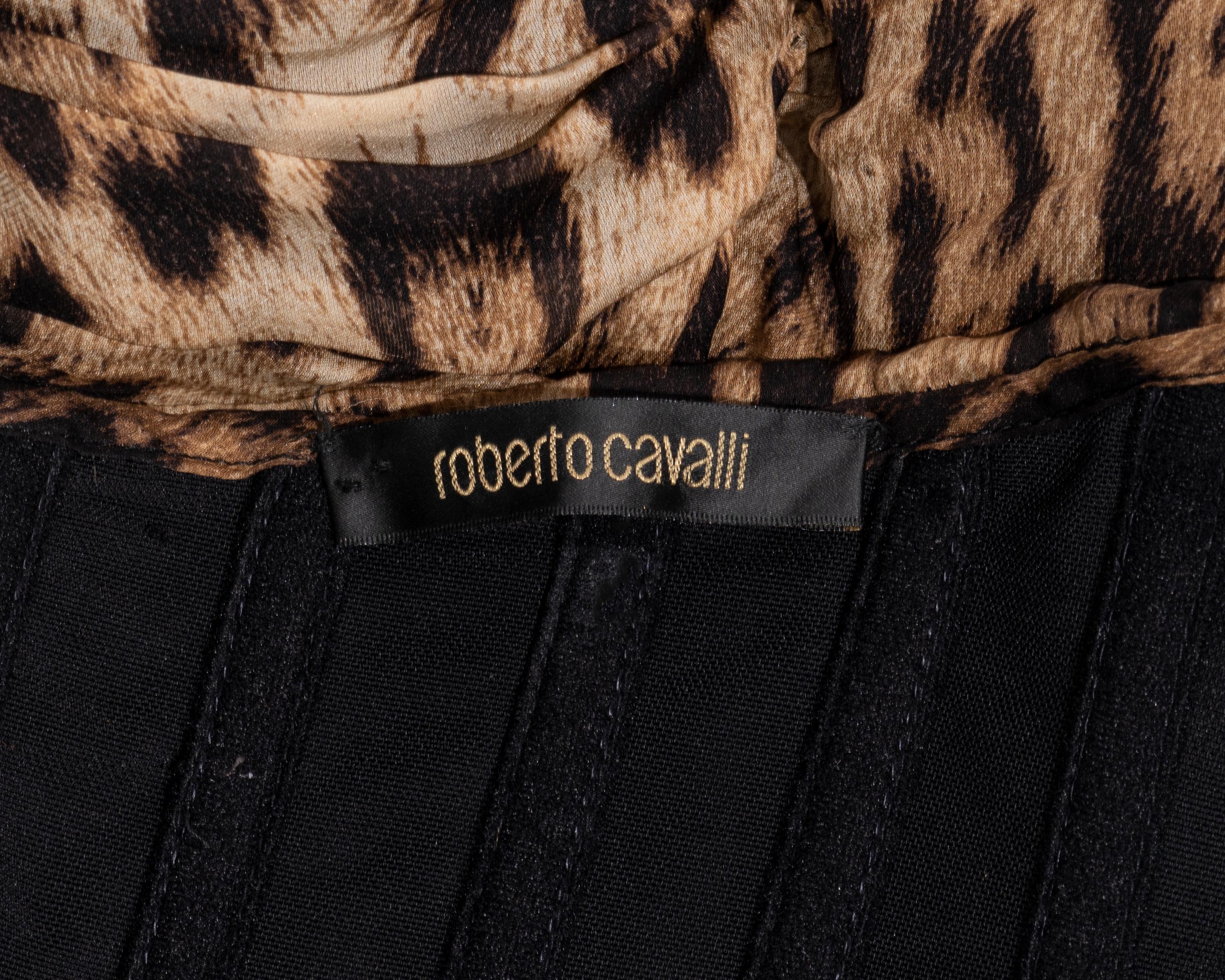 Roberto Cavalli leopard print silk evening dress with built-in corset, fw 2006 For Sale 5
