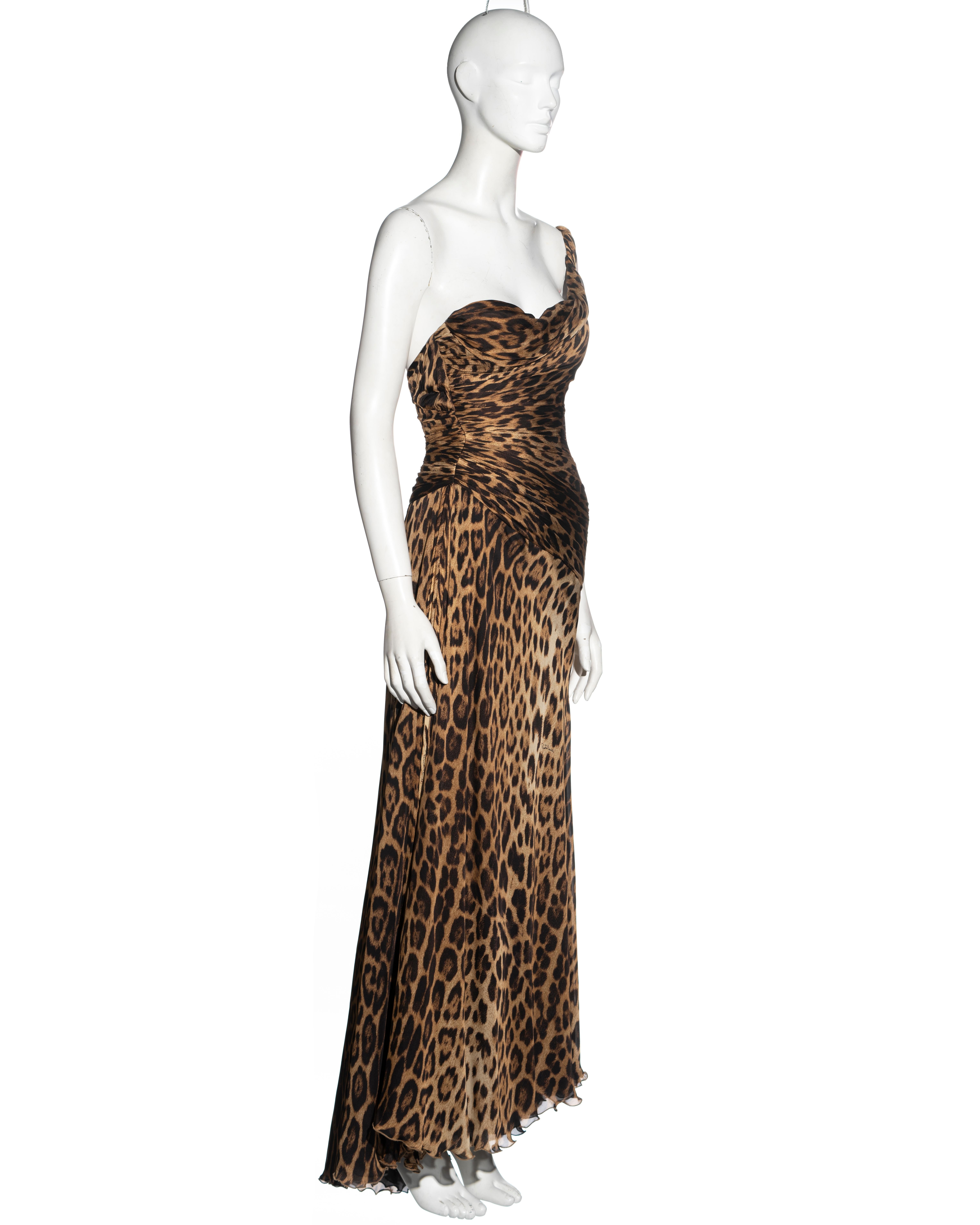 Roberto Cavalli leopard print silk evening dress with built-in corset, fw 2006 In Excellent Condition For Sale In London, GB