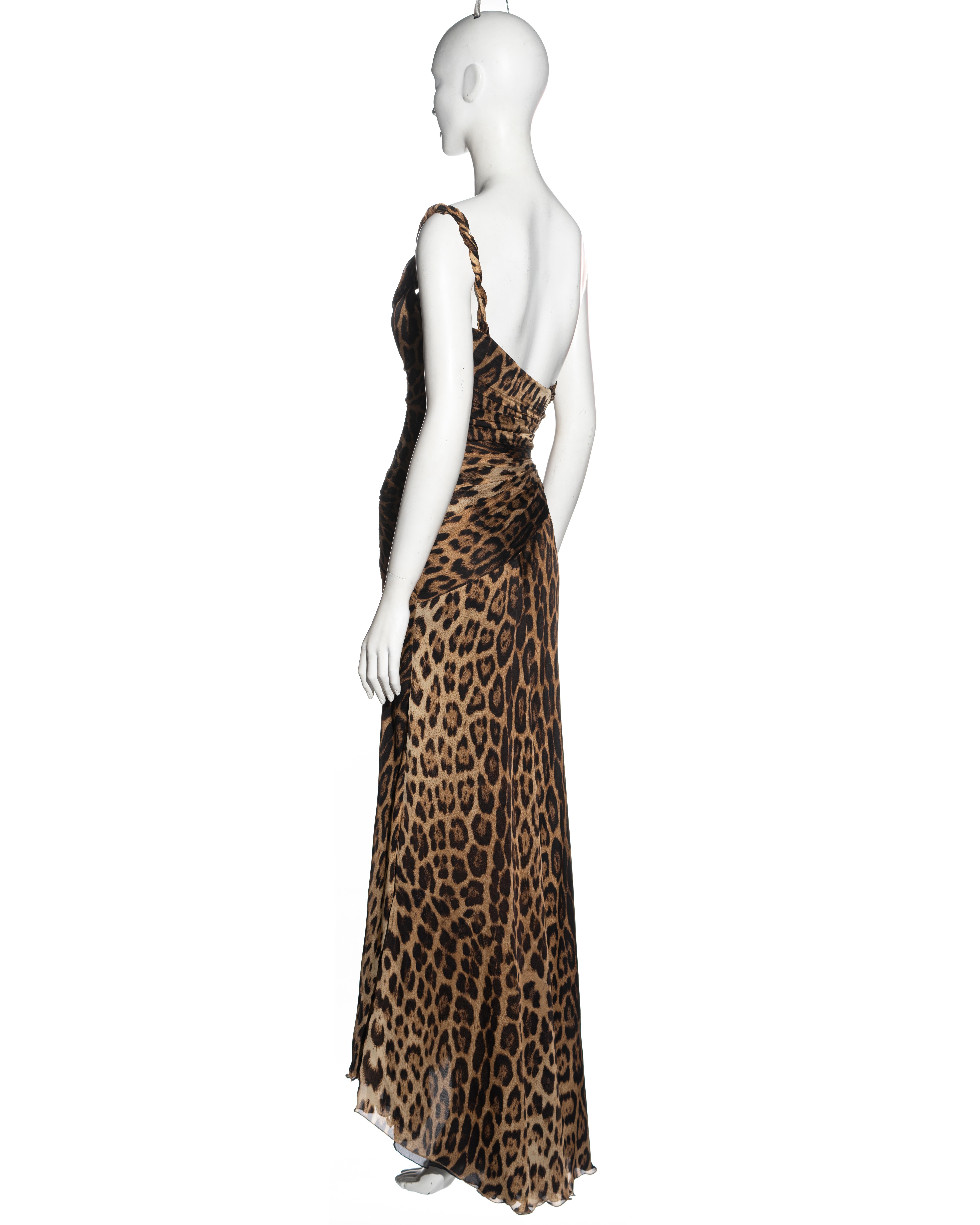 Roberto Cavalli leopard print silk evening dress with built-in corset, fw 2006 For Sale 3