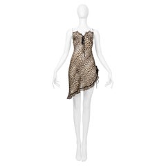 Retro Roberto Cavalli Leopard Print Silk Mini Slip Dress