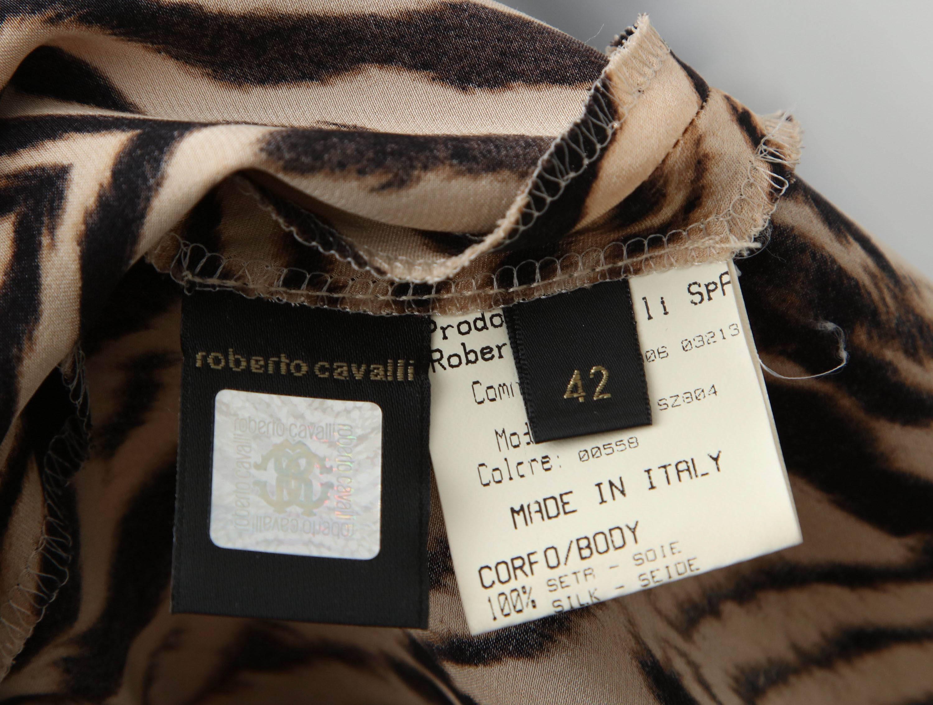 Roberto Cavalli Silk Slip Leopard Print Dress For Sale 5