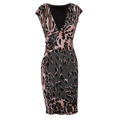 Roberto Cavalli Leopard Print V-Neck Mini Dress Size M