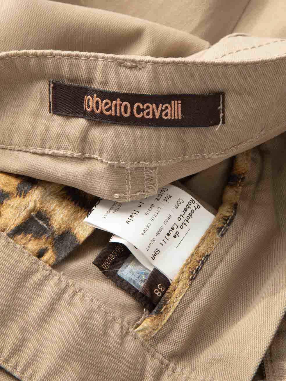 Women's Roberto Cavalli Light Brown Flared Trousers Size XS For Sale