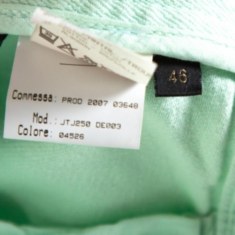 Roberto Cavalli Light Green Denim Straight Leg Jeans L en vente 1