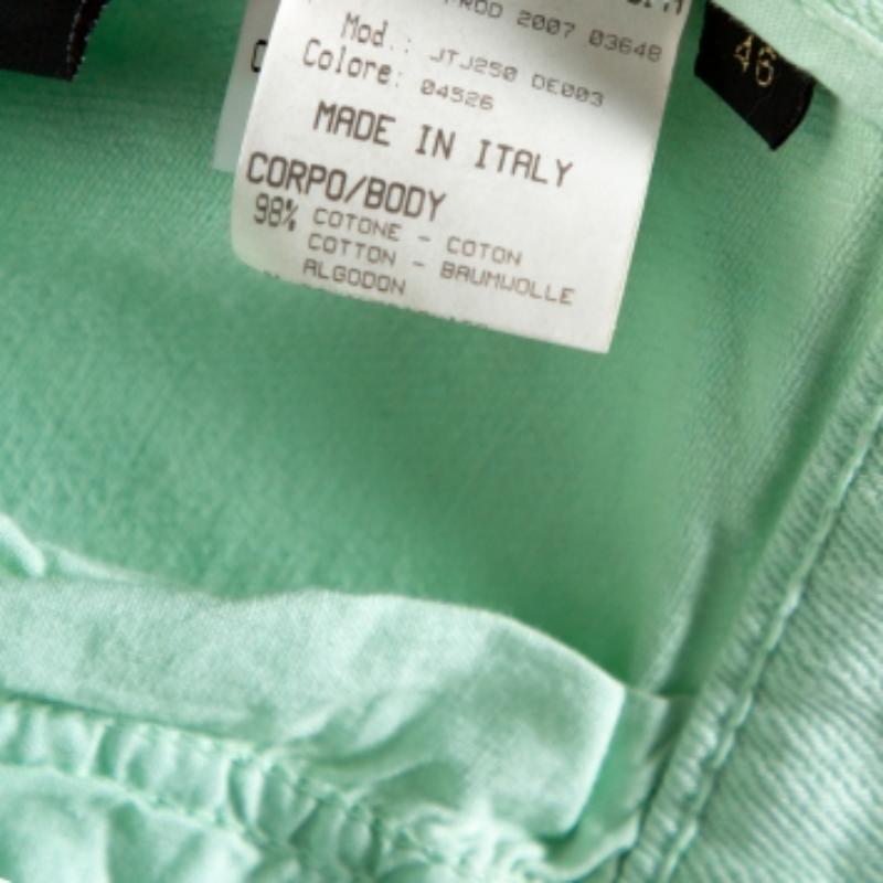 Roberto Cavalli Light Green Denim Straight Leg Jeans L en vente 2