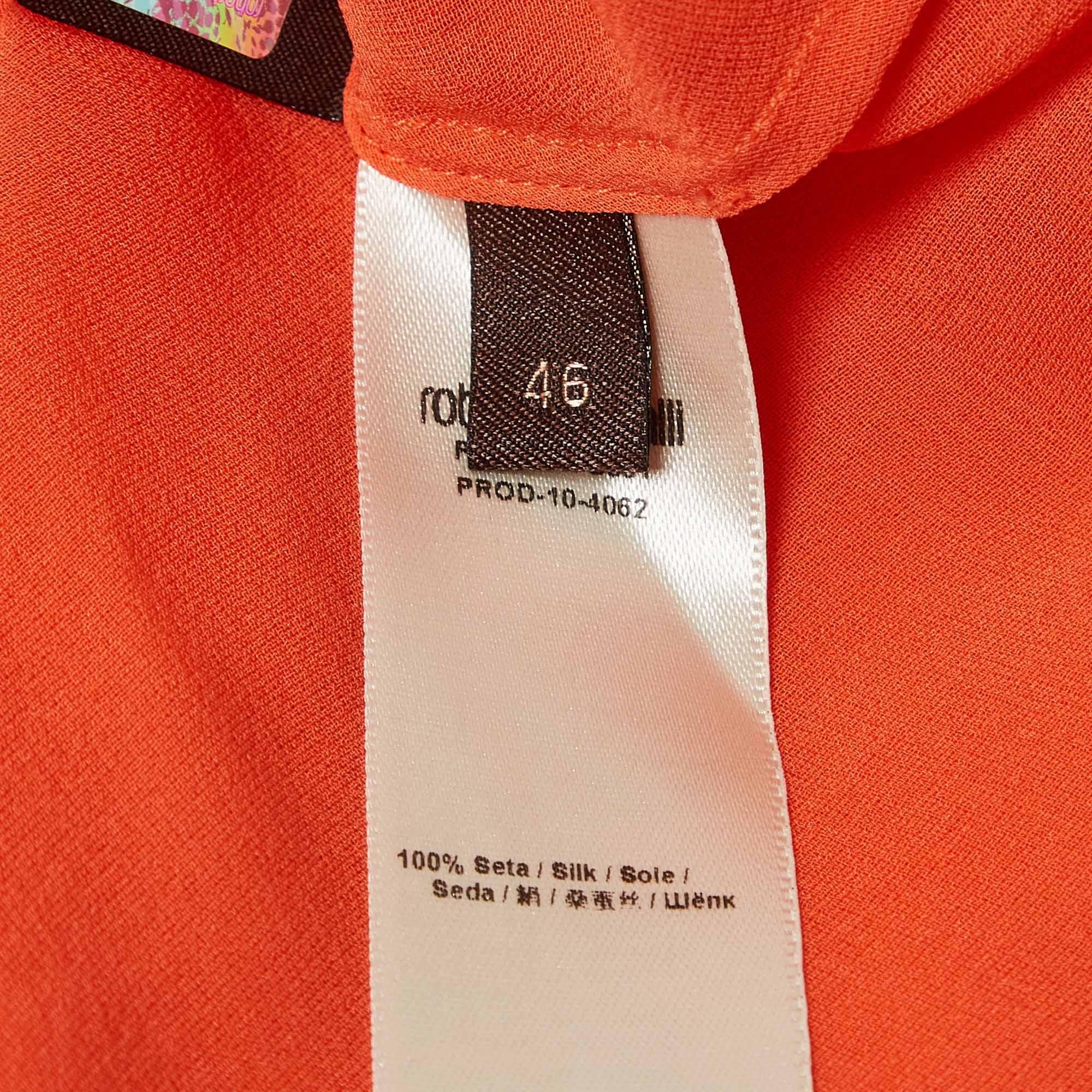 Roberto Cavalli Camicetta a pieghe in seta arancione chiaro L.L.A. in vendita 2