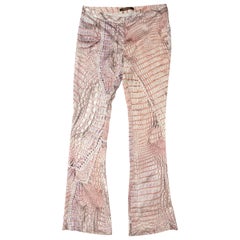 Roberto Cavalli Light Pink Silk Alligator Print Pants