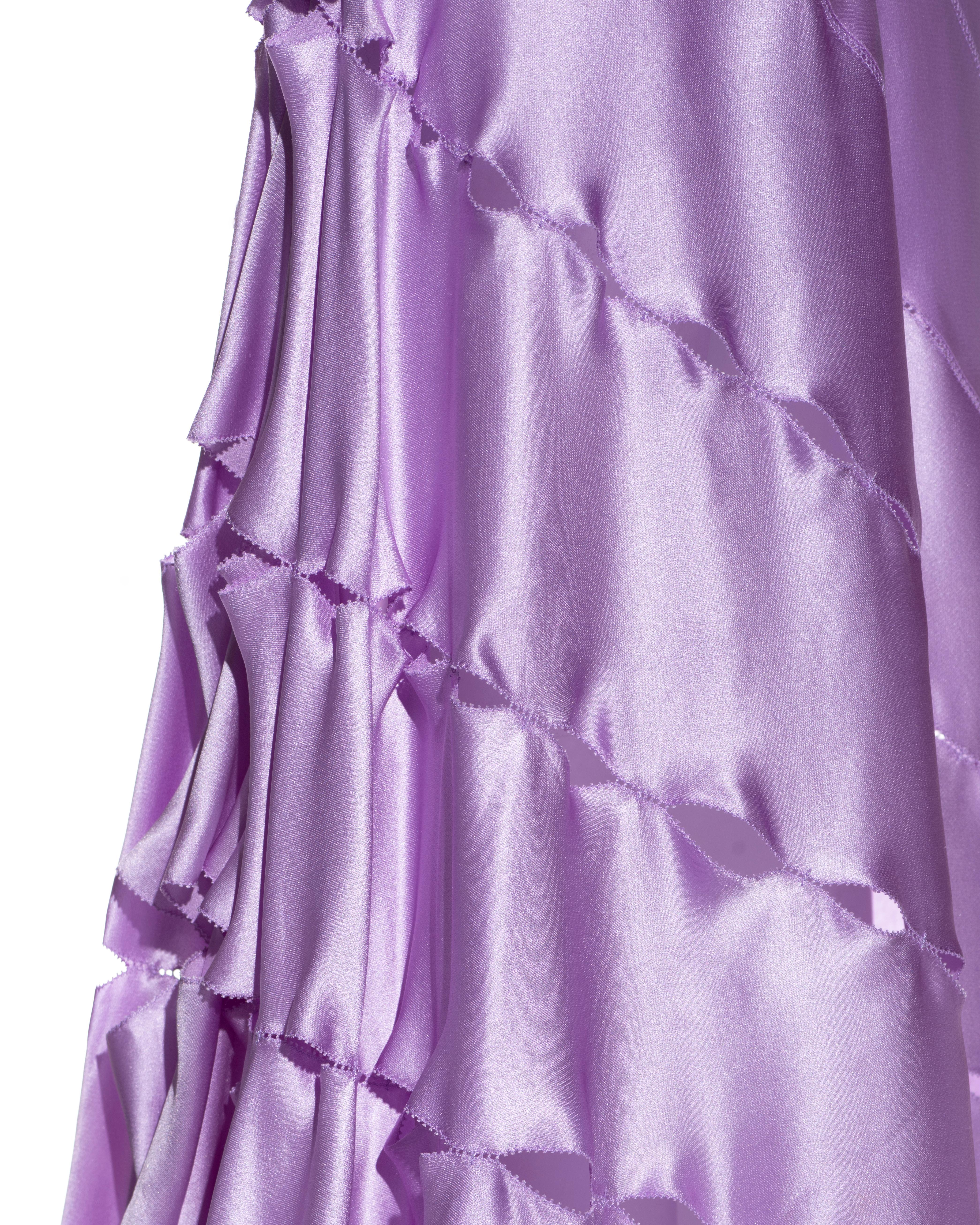 Roberto Cavalli lilac bias-cut silk evening dress with train, ss 2004 2