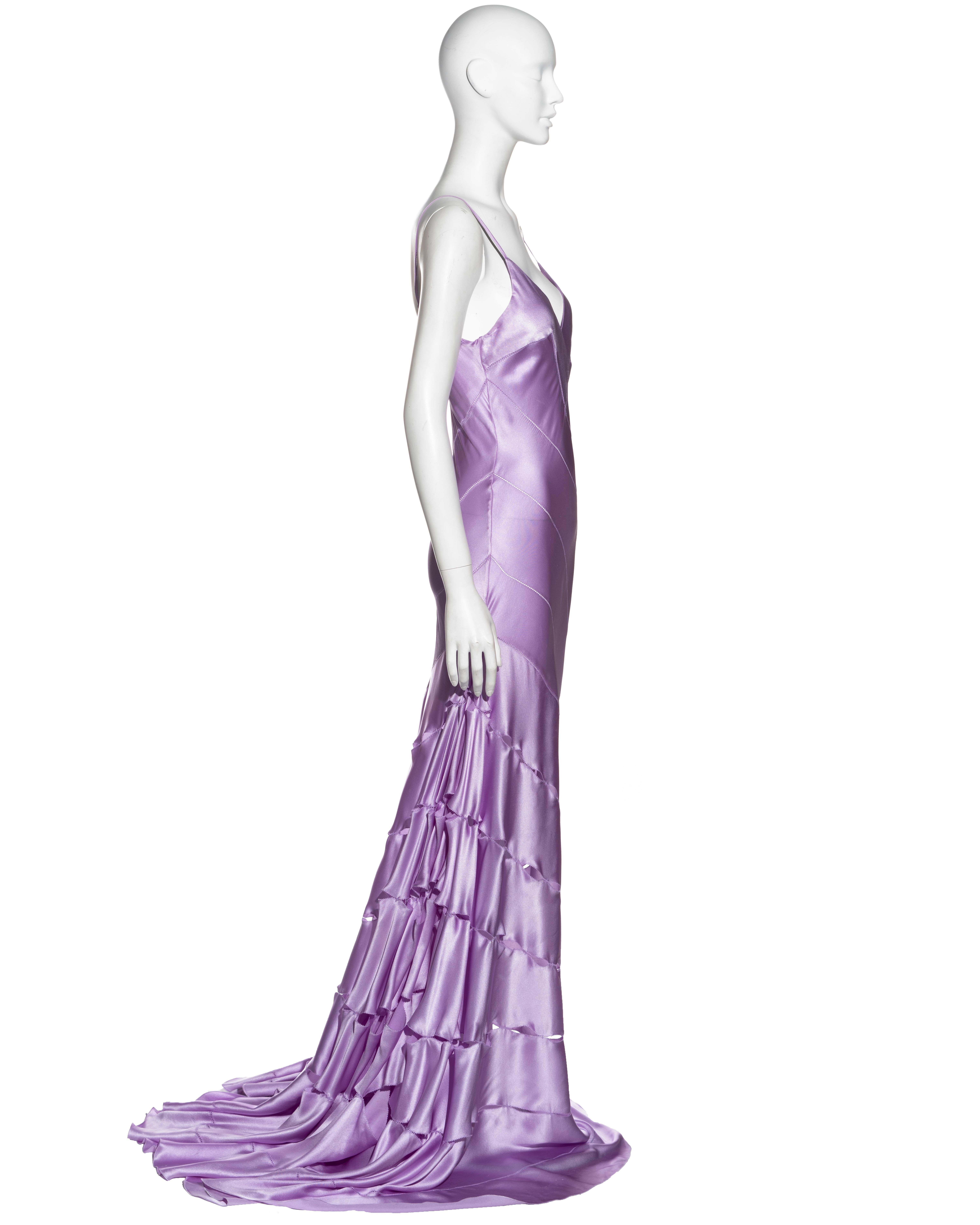Roberto Cavalli lilac bias-cut silk evening dress with train, ss 2004 3
