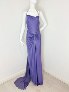 Roberto Cavalli lilac crystal embellished gown dress